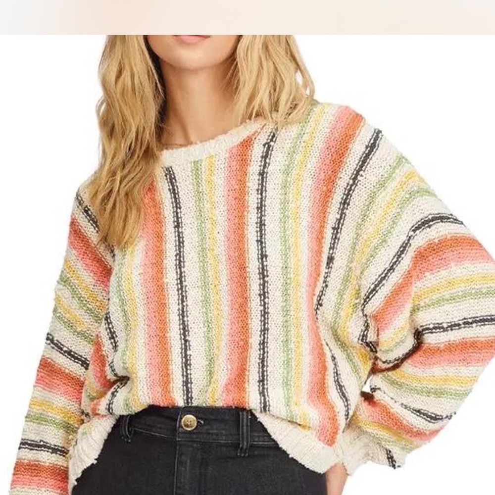 Billabong She’s a Trip Striped Multicolor Sweater M - Picture 2 of 8